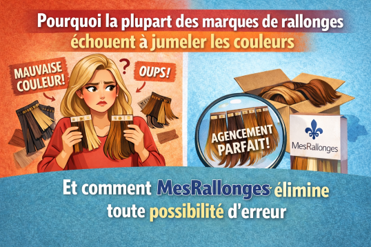 Pourquoi la plupart des marques de rallonges capillaires échouent à l’accord des couleurs (Et comment Mes Rallonges rend cela impossible à rater)