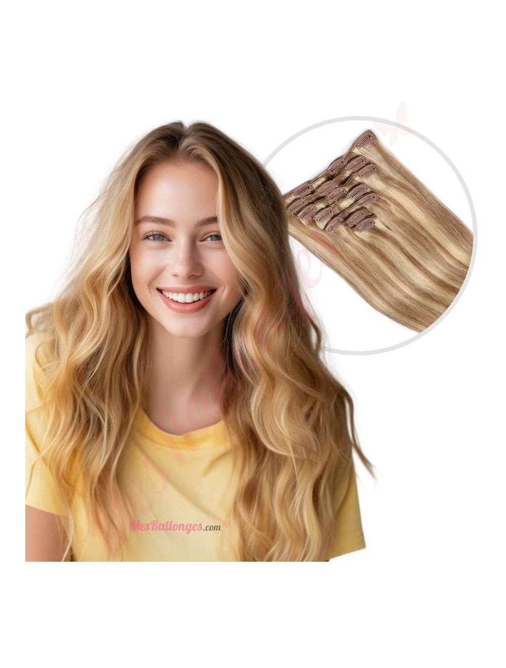 Brun Miel Blond Cendré (#12/24) Rallonges à CLIPS Extensions