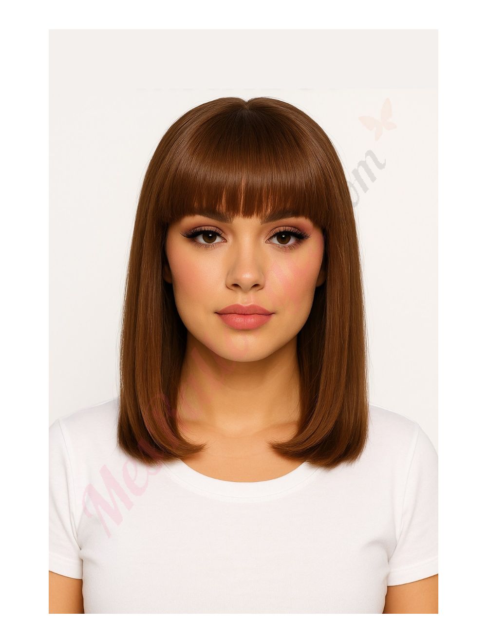 Perruque Courte Bouclée Pour Femme - Châtain Foncé Cuivré Intense - Bonnet Moyen Synthétique - Neuf Avec étiquettes