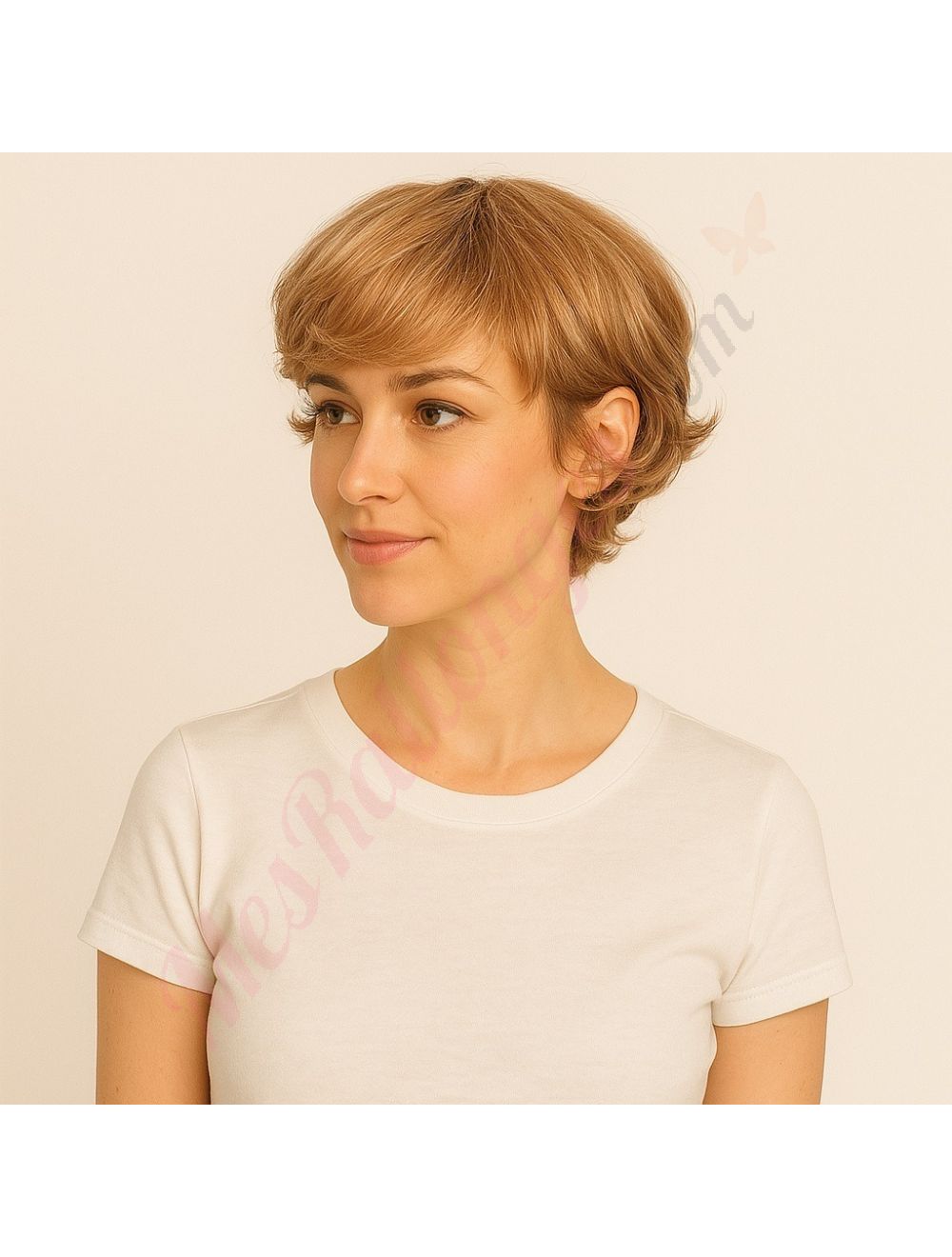 Perruque Courte Juliette - Châtain Cuivré Méché Blond/rouge - Synthétique - Bonnet Large