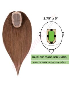 Brun #4 Volumateur (Topper) Perte De Cheveux Sur La Séparation De Cheveux (Dimensions: 2.75 pouces x 5 pouces) Cheveux Remy Hair