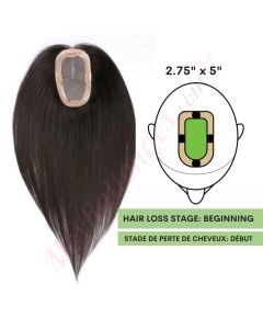 Noir / Brun #1b Volumateur (Topper) Perte De Cheveux Sur La Séparation De Cheveux (Dimensions: 2.75 pouces x 5 pouces) Cheveux Remy Hair
