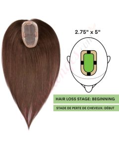 Brun Foncé #2 Volumateur (Topper) Perte De Cheveux Sur La Séparation De Cheveux (Dimensions: 2.75 pouces x 5 pouces) Cheveux Remy Hair