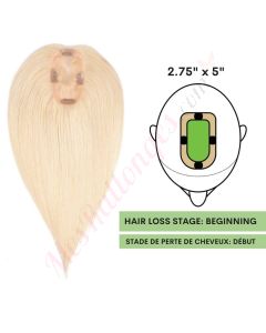Blond #60 Volumateur (Topper) Perte De Cheveux Sur La Séparation De Cheveux (Dimensions: 2.75 pouces x 5 pouces) Cheveux Remy Hair
