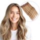Brun Noisette Balayage #6t6/18 Fil Invisible Cheveux Naturels