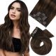 Rallonges À Clips NoBrandHair™ Ombre Brun Très Foncé et Brun Moyen #2/6/2 Cheveux Naturels 20 pouces 120 grammes