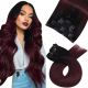 Rallonges À Clips NoBrandHair™ Noir vers Rouge Vin Ombre #1b/99j Cheveux Naturels 20 pouces 120 grammes
