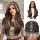 BL66083-1 Brun et Blond Cendré Perruque Synthétique avec Frange Ondulée Styles Tendance [VENTE FINALE]