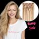 Brun Miel & Blond Cendré #12/24 À Clips Cheveux Remy