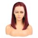Everly - Perruque Courte 14 Pouces Cheveux Humains Naturels Remy Hair Bourgogne 