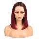 Skylar - Perruque Courte 14 Pouces Cheveux Humains Naturels Remy Hair Noire Ombrée Bourgogne