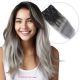 Gris Ombré À Clips Cheveux Naturels