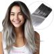 Gris Ombré Fil Invisible Cheveux Naturels