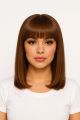 Ophelia #2  - Perruque Courte 14 Pouces Cheveux Humains Naturels Remy Hair Brunette Avec Toupet 