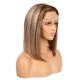 Zoey #2 - Perruque Courte 14 Pouces Cheveux Humains Naturels Remy Hair Blonde Méchée 