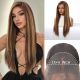 SWLF8003-2BR28 Brun Moyen avec des Mèches Blond Doré Perruque Synthétique Lisse [VENTE FINALE]
