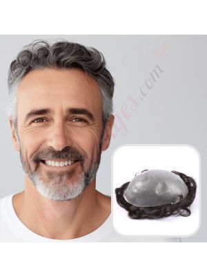 Noir/Brun et gris moyen #1b40 Prothèse Capillaire Cheveux Humains Remy