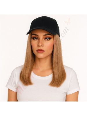 10 pouces Cheveux Naturels Remy Brun Miel #12 Perruque, Casquette Noire [VENTE FINALE]