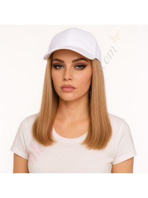10 pouces Rallonges Cheveux Naturels Remy Brun Miel #12 Perruque, Casquette Blanche [VENTE FINALE]