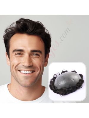 Noir/Brun #1b Prothèse Capillaire Cheveux Humains Remy