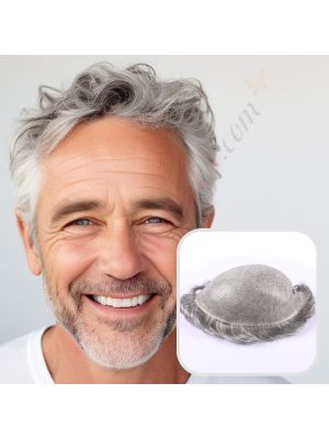 Poivre & Sel #1B65H Prothèse Capillaire Cheveux Humains Remy