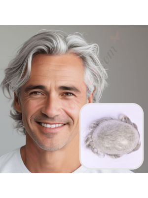 Gris #1b80 Prothèse Capillaire Cheveux Humains Remy