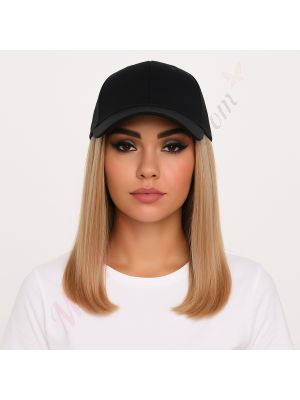 10 pouces Cheveux Naturels Remy Blond Cendré Perruque, Casquette Noire [VENTE FINALE]
