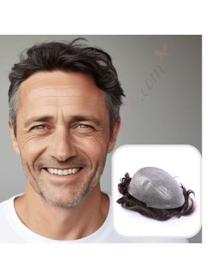 Brun Foncé et peu de gris #210 Prothèse Capillaire Cheveux Humains Remy