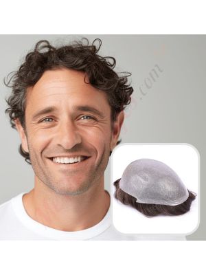 Brun Mocha et peu de gris #310 Prothèse Capillaire Cheveux Humains Remy