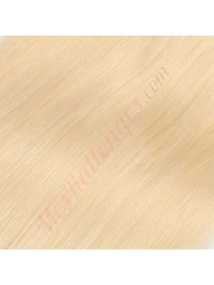 14 pouces Rallonges Cousues Cheveux Naturels Remy Ondulés Blond Platine #613 85g