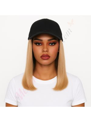 10 pouces Cheveux Naturels Remy Blond Platine #613 Perruque, Casquette Noire [VENTE FINALE]
