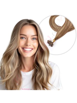Brun Noisette Balayage #6t6/18 Micro-Billes Cheveux Naturels