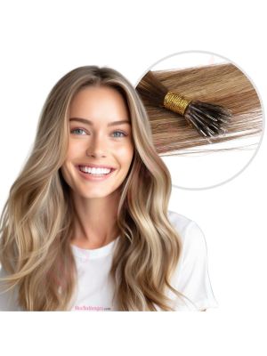 Brun Noisette Balayage #6t6/18 Nano-Rings Cheveux Naturels