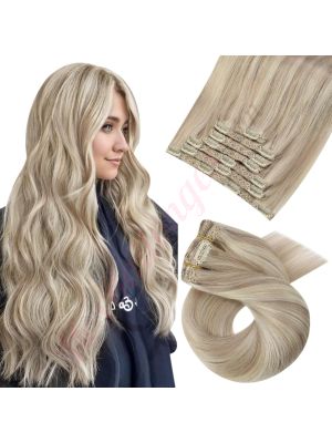 Rallonges À Clips NoBrandHair™ Blond Cendré #18p-613 Cheveux Naturels 20 pouces 120 grammes
