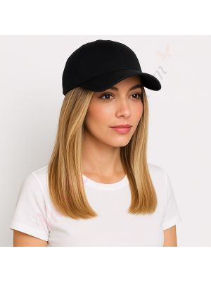 10 pouces Cheveux Naturels Remy Brun Noisette Balayage #4T12/613 Perruque, Casquette Noire [VENTE FINALE]