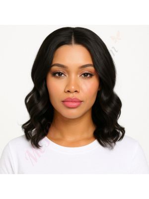 Aurora - Perruque Courte 14 Pouces Cheveux Humains Naturels Remy Hair Noire 
