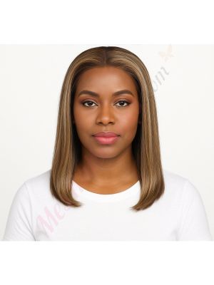 Avery - Perruque Courte 14 Pouces Cheveux Humains Naturels Remy Hair Blonde Méchée 