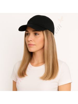 10 pouces Cheveux Naturels Remy Brun Miel & Blond Cendré Foncé #12/24 Perruque, Casquette Noire [VENTE FINALE]