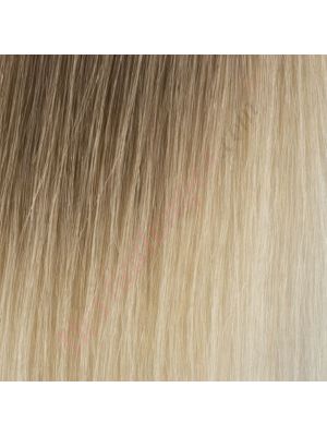 18 pouces Rallonges Ponytail Cheveux Naturels Remy Ondulés Blond Foncé Racine Dégradé Blond Clair Cendré #B7T60A 125g