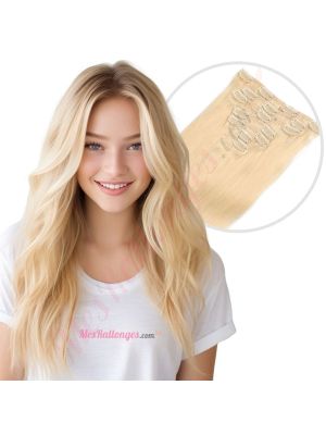 Blond Platine #613 À Clips Cheveux Naturels