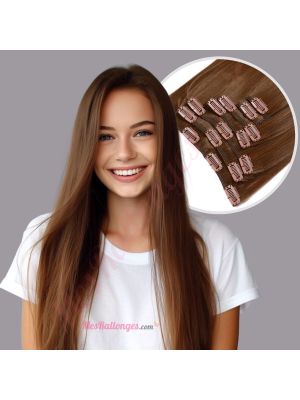 Brun Noisette #6 À Clips Cheveux Synthétiques [VENTE FINALE]