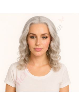 Chloe - Perruque Courte 14 Pouces Cheveux Humains Naturels Remy Hair Silver 