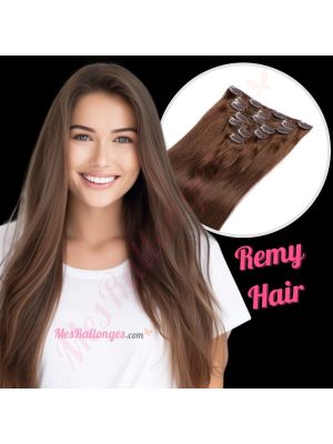 Brun #4 À Clips Cheveux Remy