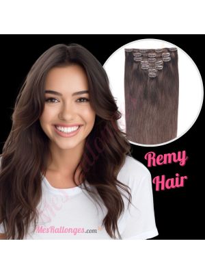 Brun Foncé #2 À Clips Cheveux Remy