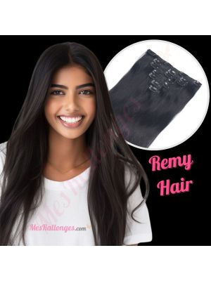 Noir Foncé #1 À Clips Cheveux Remy