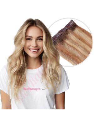 Brun Noisette Balayage #4t12/613 Bandes Volumatrices À Clips - Cheveux Humains Naturels