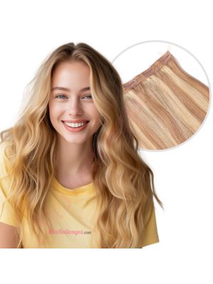 Brun Miel & Blond Cendré #12/24 Bandes Volumatrices À Clips - Cheveux Humains Naturels