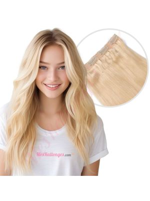 Blond Platine #613 Bandes Volumatrices À Clips - Cheveux Humains Naturels