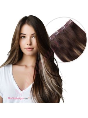 Brun Foncé Balayage Bandes Volumatrices À Clips - Cheveux Humains Naturels