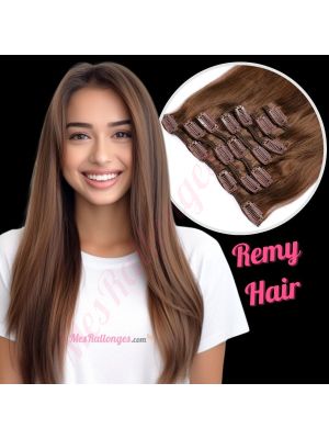 Brun Noisette #6 À Clips Cheveux Remy